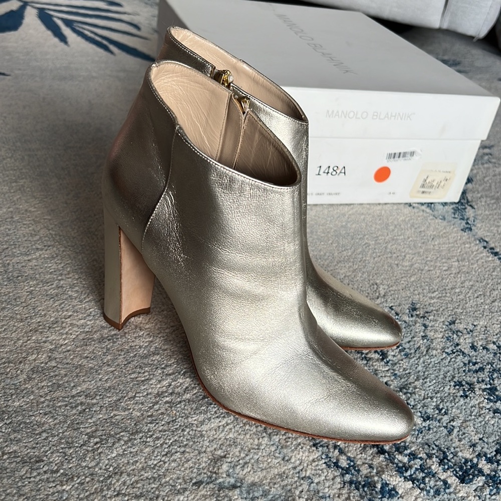 Manolo Blahnik Gold Metallic Boots